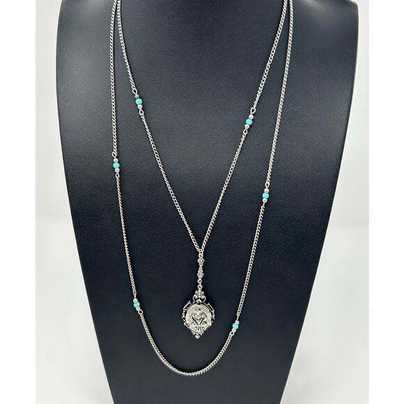 Vintage ART Double Strand Necklace with Locket Pendant - Picture 1 of 11